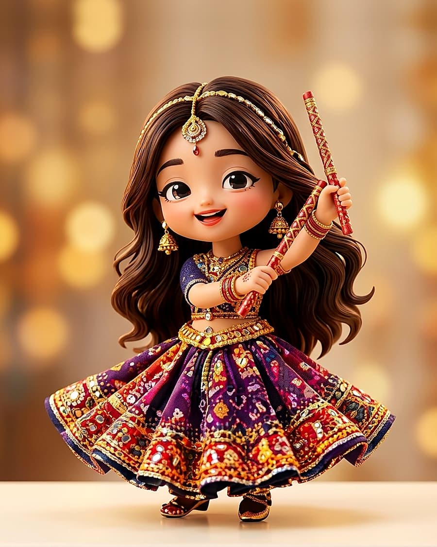 Dandiya dancer chibi collectible