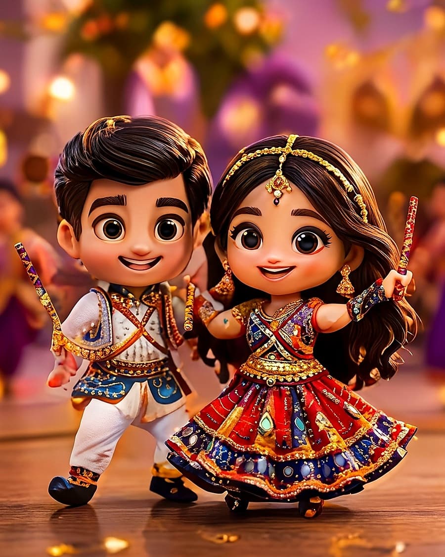 Garba couple chibi collectibles