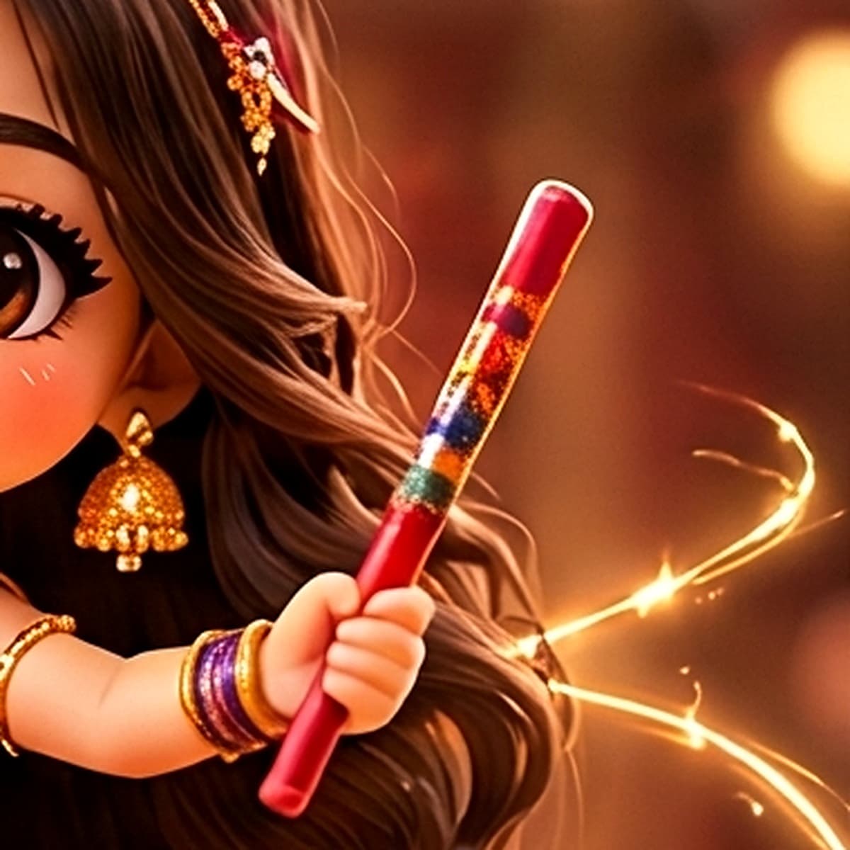 Close-up of the dandiya sticks