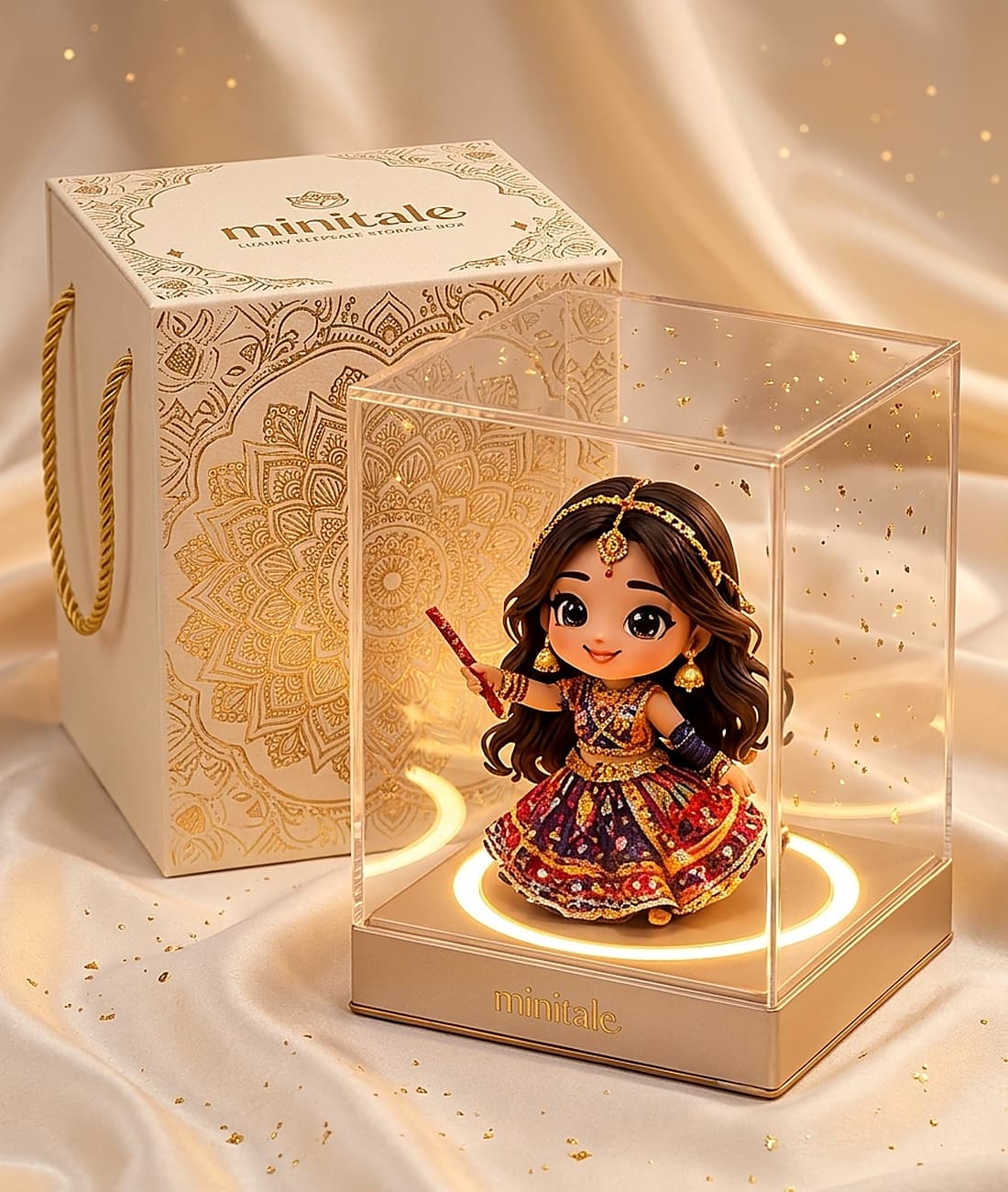 The Minitale display box concept with the collectible inside